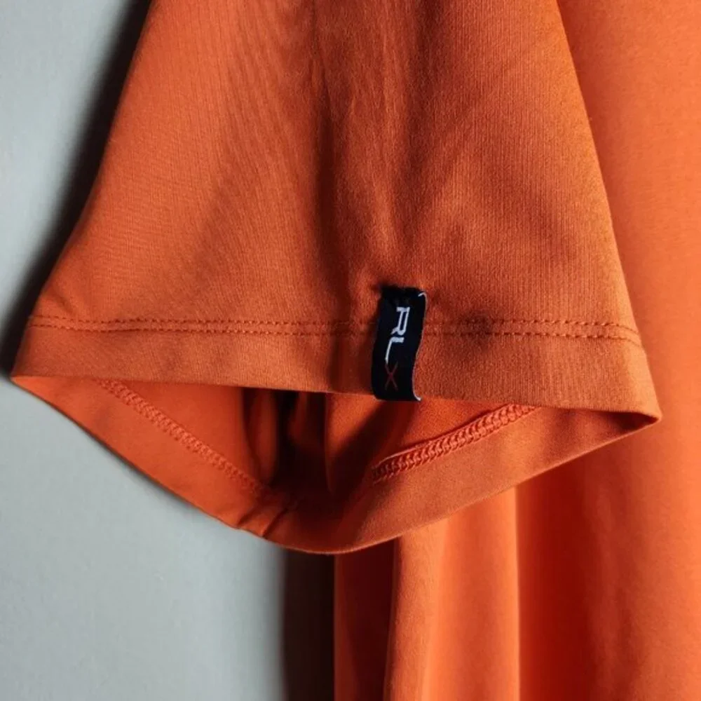 RLX Ralph Lauren Men XL Orange Stretch‎ Short Sleeve Activewear Golf Polo Shirt